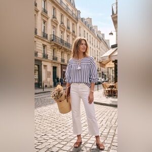 French Girl Aesthetic Bundle: 100% Cotton Madewell Top & Sablyn jeans. Size L.